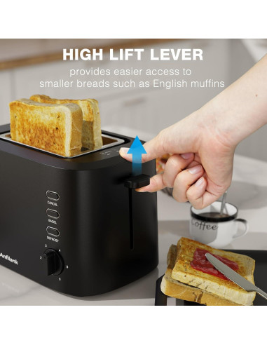 Tostadora Compacta Anfilank 2 Rebanadas 900W Negro Mate