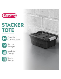 Contenedores de Plástico Sterilite 15.14L 6-Pack Apilables Negro 2