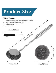 Estropajo de Acero Inoxidable PXIRQ con Mango - Set 6 Piezas 2