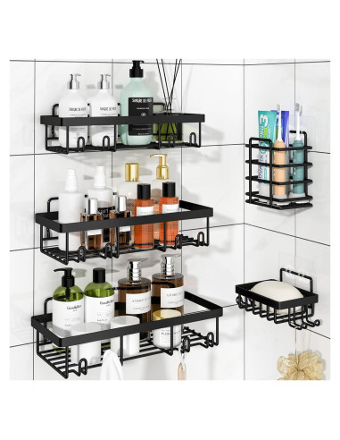 Organizador de Ducha Liuoud 5 Pcs Acero Inoxidable Negro