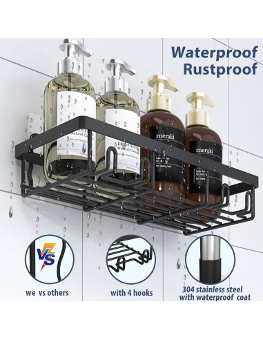 Organizador de Ducha Liuoud 5 Pcs Acero Inoxidable Negro