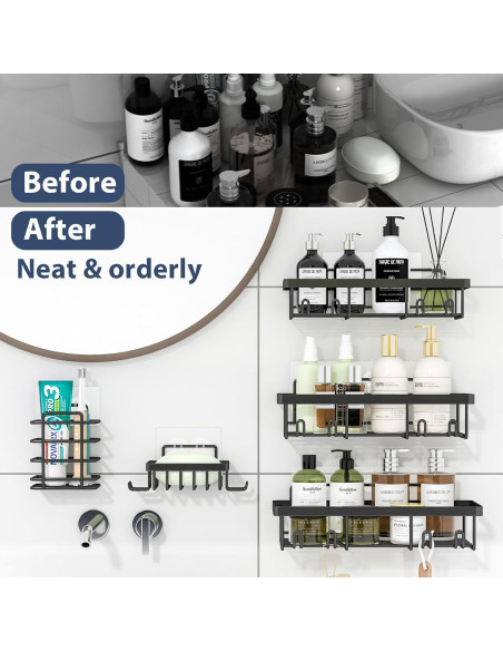 Organizador de Ducha Liuoud 5 Pcs Acero Inoxidable Negro