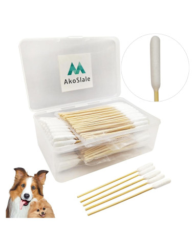 Hisopos de Algodón Ecológicos para Limpieza de Oídos de Perro - 200pcs