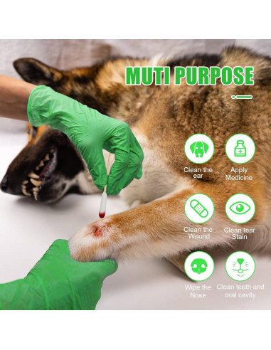 Hisopos de Algodón Ecológicos para Limpieza de Oídos de Perro - 200pcs