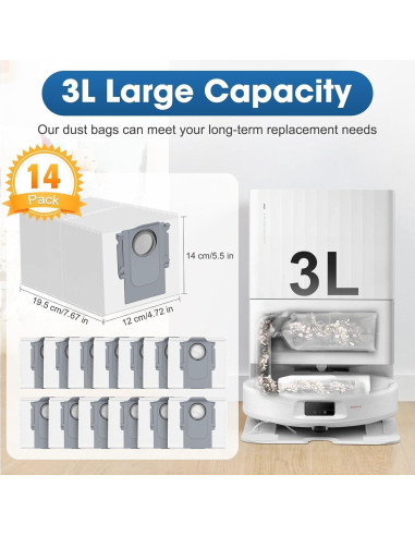 14 Bolsas de Repuesto para Aspiradora Roborock Qrevo S8 MaxV