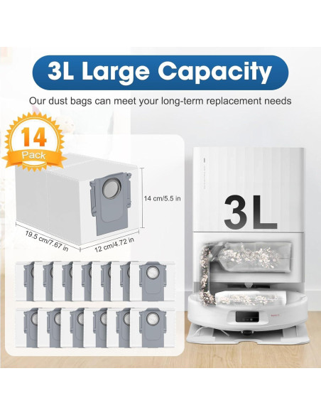 14 Bolsas de Repuesto para Aspiradora Roborock Qrevo S8 MaxV