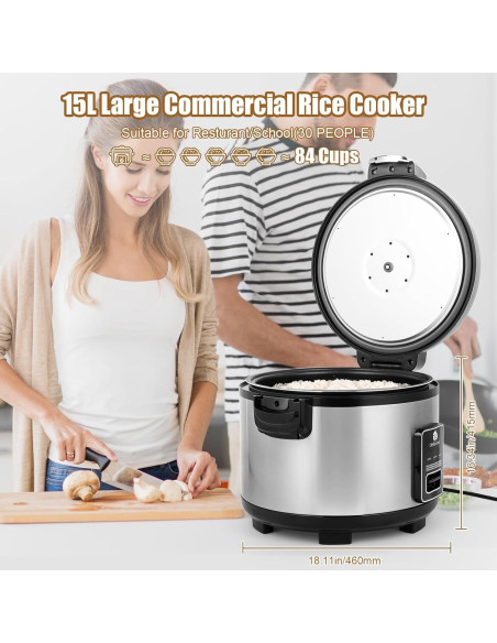 Cocedor de Arroz Eléctrico Oshenic 15L 1350W para Restaurante