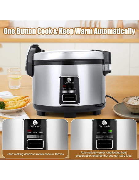 Cocedor de Arroz Eléctrico Oshenic 15L 1350W para Restaurante