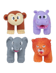 Paquete de 4 títeres de dedo de animales de la jungla