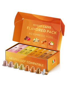 Cápsulas de Café Espresso Saborizadas Rosso Café - 80 Unidades