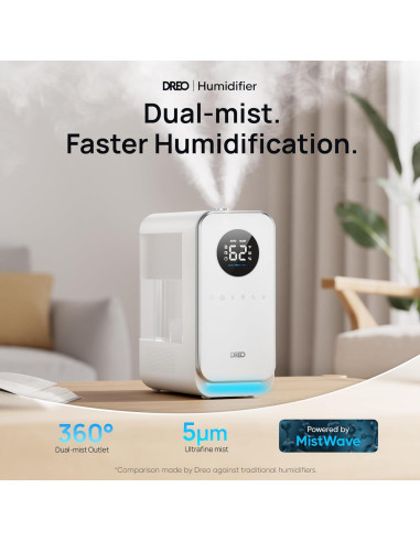 Humidificador Dreo 5L Inteligente Ultrasonido Blanco