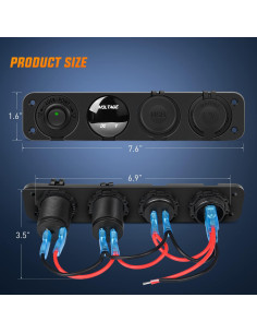 Panel Cargador 4 en 1 Nilight USB Doble 12V-24V con Voltímetro 2