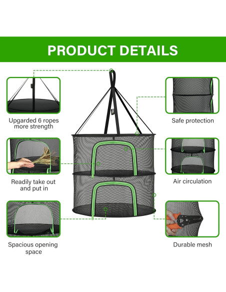 Estante de Secado de Hierbas iPower 2 Capas 61 cm Plegable