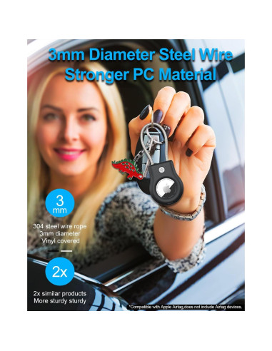 Soporte para llavero Airtag SCALLOP con cable de acero 13cm