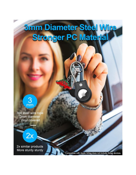 Soporte para llavero Airtag SCALLOP con cable de acero 13cm Soporte para llavero Airtag SCALLOP con cable de acero 13cm