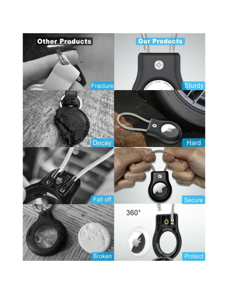 Soporte para llavero Airtag SCALLOP con cable de acero 13cm Soporte para llavero Airtag SCALLOP con cable de acero 13cm