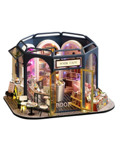 Kit Casa de Muñecas Miniatura DIY TuKIIE Cafetería 27.8x25.8cm