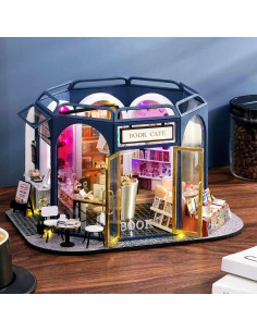 Kit Casa de Muñecas Miniatura DIY TuKIIE Cafetería 27.8x25.8cm 2