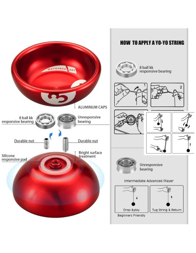 Yoyo Profesional WATIEOBOO Metálico 65g para Trucos