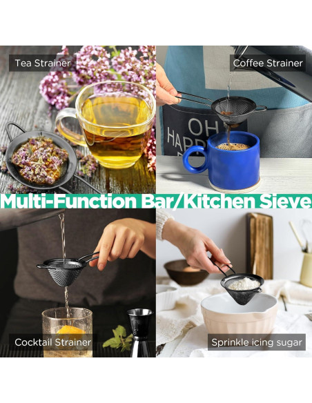 Colador de Malla Fina Homestia de Acero Inoxidable 304 Negro