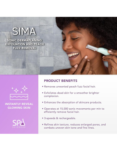 Afeitadora Dermaplane Spa Sciences SIMA - Exfoliación Facial Indolora 2-en-1