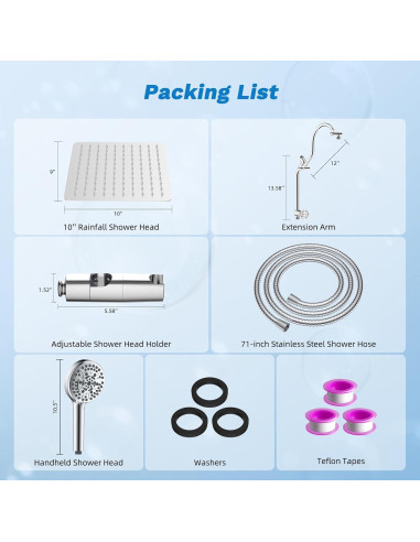 Cabezal de Ducha de Lluvia Hibbent 10" Cromo Alta Presión