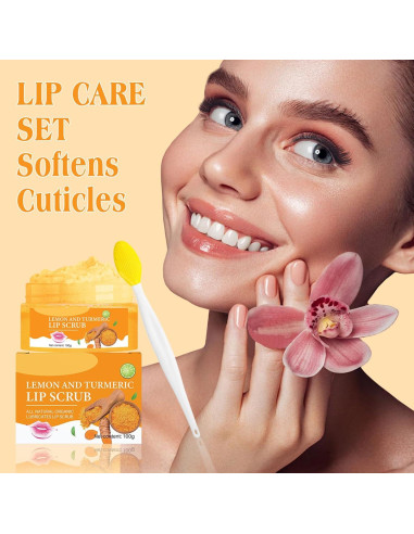 Exfoliante Labial Natural MUREND con Cepillo 100g - Limón y Cúrcuma