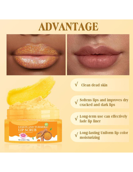 Exfoliante Labial Natural MUREND con Cepillo 100g - Limón y Cúrcuma Exfoliante Labial Natural MUREND con Cepillo 100g - Limón y Cúrcuma
