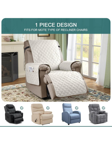 Funda Sillón Reclinable Ruaozz 100% Impermeable Beige 58.4 cm