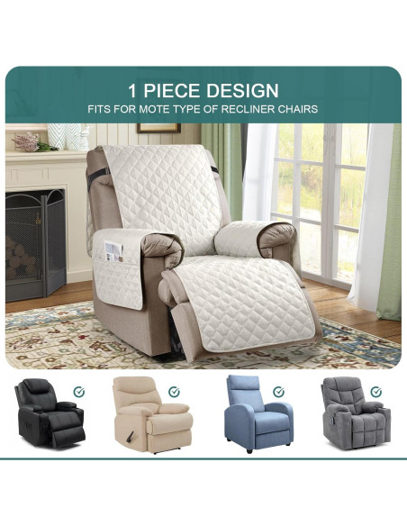 Funda Sillón Reclinable Ruaozz 100% Impermeable Beige 58.4 cm