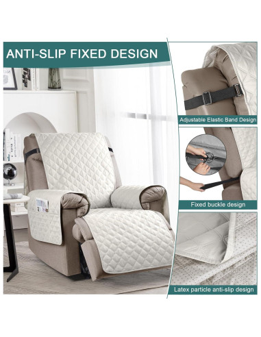 Funda Sillón Reclinable Ruaozz 100% Impermeable Beige 58.4 cm