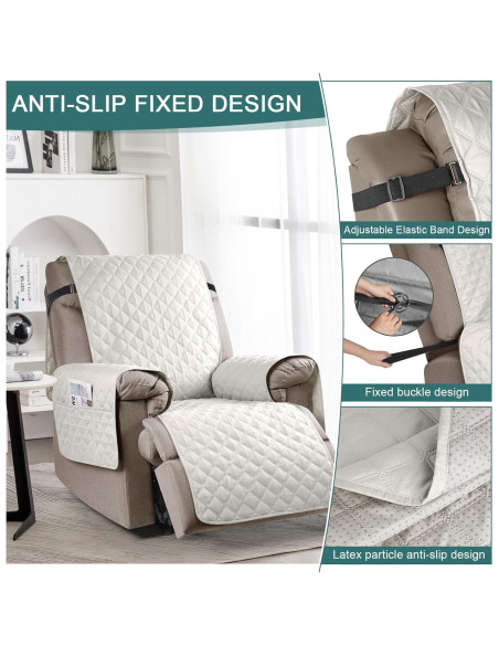 Funda Sillón Reclinable Ruaozz 100% Impermeable Beige 58.4 cm