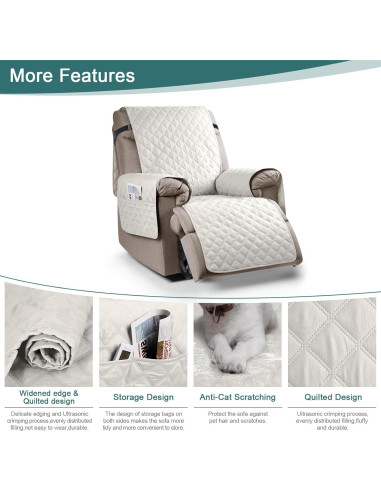 Funda Sillón Reclinable Ruaozz 100% Impermeable Beige 58.4 cm
