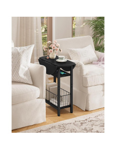 Mesa Lateral Plegable CHOEZON Slim con Carga USB, Negra 2