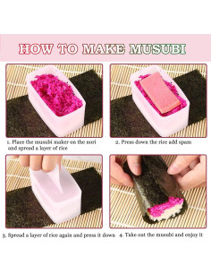 Kit de Moldes para Sushi VKZATVN - 3 Piezas Rosa/Blanco 2