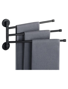 Soporte Giratorio para Toallas Alise 3 Brazos Acero Inoxidable Negro Mate