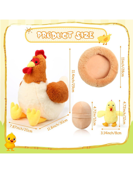 Juguete de peluche gallina Skylety con 6 piezas y cremallera Juguete de peluche gallina Skylety con 6 piezas y cremallera