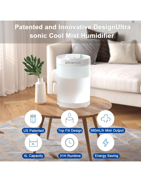 Humidificador 2 en 1 Ultekmist JS-02 4L con Difusor y Luz Nocturna