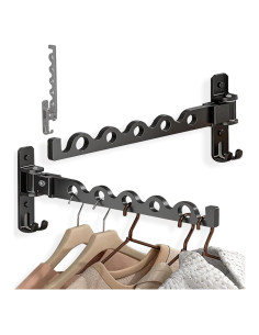 Perchero de Pared Dr.DJ Negro Mate 2 Ganchos Ahorra Espacio