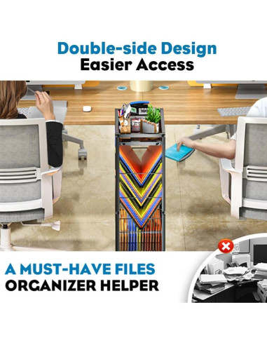 Carro Rodante de Archivos LIDTOP 8 Niveles Negro MDF y Metal