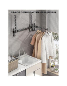 Perchero de Pared Dr.DJ Negro Mate 2 Ganchos Ahorra Espacio 2