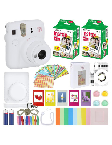 Cámara Instantánea Fujifilm Instax Mini 12 Blanca Arcilla + Funda + 40 Películas