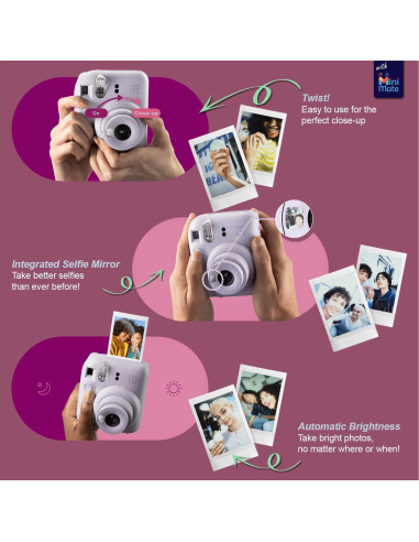 Cámara Instantánea Fujifilm Instax Mini 12 Blanca Arcilla + Funda + 40 Películas