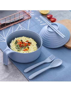 Juego de Tazones de Ramen para Microondas Genérico 1200ml Azul 2