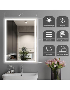 Espejo LED Antivaho NESDCC 24x32" Regulable 3 Colores 2