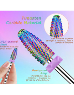 Juego de 10 Brocas de Carburo de Tungsteno para Uñas - Depvko 2
