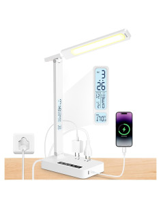 Lámpara de Escritorio LED HONIX con Carga USB y Pantalla LCD