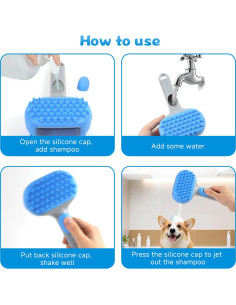 Cepillo de baño 2 en 1 Beelike para perros y gatos azul 2