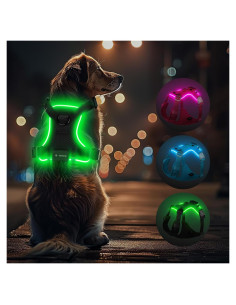 Arnés Iluminado para Perros Feycig XS Negro Ajustable LED
