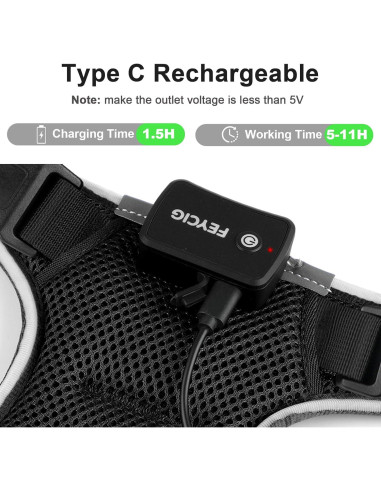 Arnés Iluminado para Perros Feycig XS Negro Ajustable LED